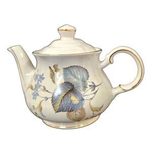 Vintage Royal Oak Floral Porcelain Teapot With Gold Trim